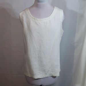 EUC Preston & York White Linen Sleeveless Top Sz L